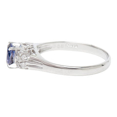 Pt900 プラチナ サファイア0.58ct ダイヤ0.12ct リング 指輪 レディース 10.5号 【中古】