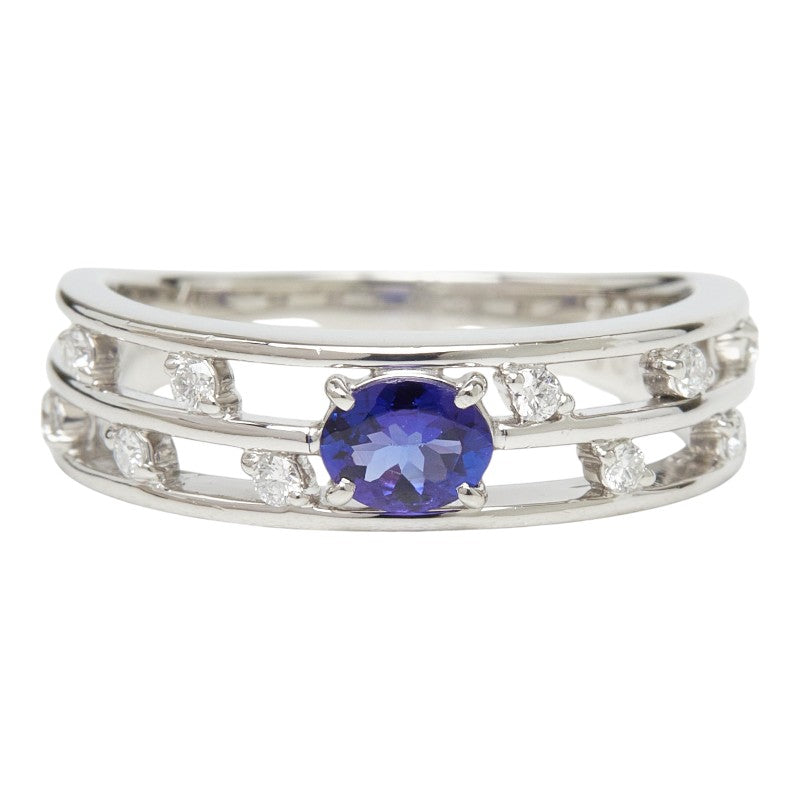 Pt900 プラチナ タンザナイト0.28ct ダイヤ0.13ct リング 指輪 レディース 12.5号 【中古】