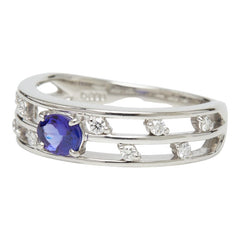 Pt900 プラチナ タンザナイト0.28ct ダイヤ0.13ct リング 指輪 レディース 12.5号 【中古】