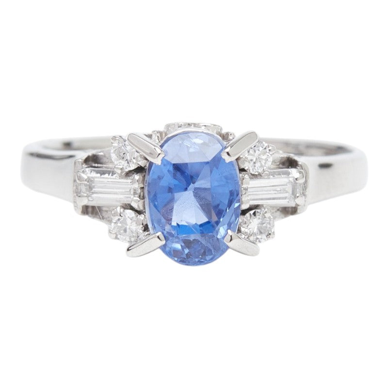 PM ピーエム Pt850 プラチナ サファイア1.88ct ダイヤ0.20ct フラワーモチーフ リング 指輪 レディース 15.5号 【中古】