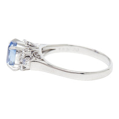PM ピーエム Pt850 プラチナ サファイア1.88ct ダイヤ0.20ct フラワーモチーフ リング 指輪 レディース 15.5号 【中古】