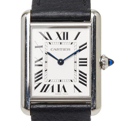 カルティエ タンクマストLM 腕時計 WSTA0041 クオーツ ホワイト文字盤 ステンレススチール レザー レディース CARTIER 【中古】