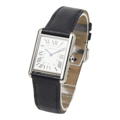 カルティエ タンクマストLM 腕時計 WSTA0041 クオーツ ホワイト文字盤 ステンレススチール レザー レディース CARTIER 【中古】