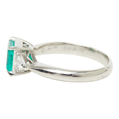 Pt900 プラチナ エメラルド1.03ct ダイヤ0.24ct リング 指輪 レディース 10号 【中古】