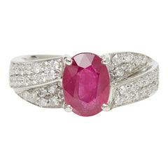 Pt900 プラチナ ルビー2.003ct ダイヤ0.53ct リング 指輪 レディース 12号 【中古】