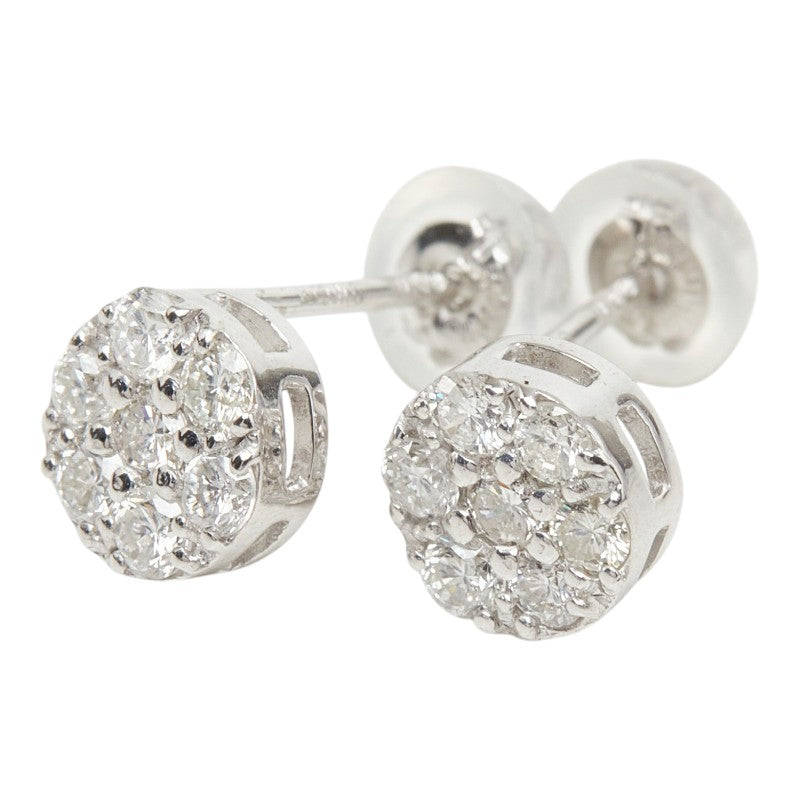 K18WG ホワイトゴールド ダイヤ0.40ct フラワーモチーフ ピアス レディース 【中古】