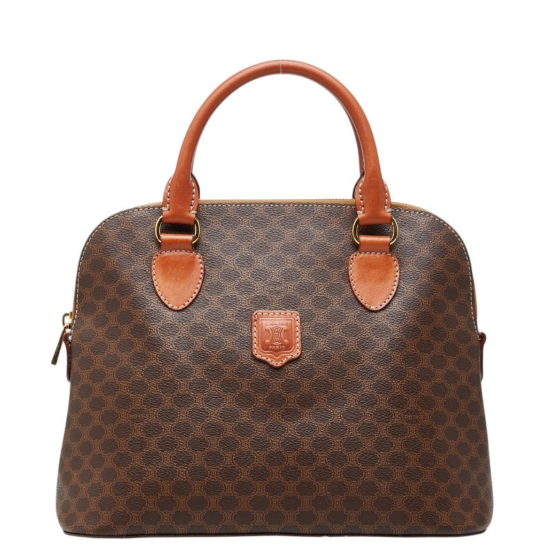 セリーヌ マカダム ハンドバッグ ブラウン PVC レザー レディース CELINE 【中古】