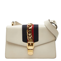 グッチ シェリーライン シルヴィ ハンドバッグ ショルダーバッグ 2WAY 421882 ホワイト アイボリー レザー レディース GUCCI 【中古】