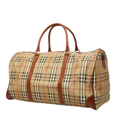 バーバリー ノバチェック シャドーホース ボストンバッグ ショルダーバッグ 2WAY ベージュ ブラウン PVC レザー レディース BURBERRY 【中古】