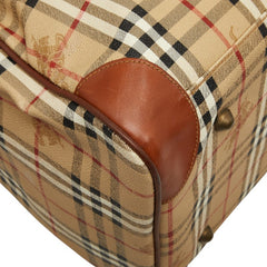 バーバリー ノバチェック シャドーホース ボストンバッグ ショルダーバッグ 2WAY ベージュ ブラウン PVC レザー レディース BURBERRY 【中古】
