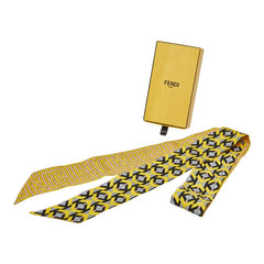 フェンディ スカーフ ツイリー ラッピー イエロー シルク レディース FENDI 【中古】