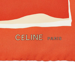 セリーヌ カレ90 Le Bateau Lavoir バトー ラヴォワール スカーフ 大判 オレンジ系 シルク レディース CELINE 【中古】