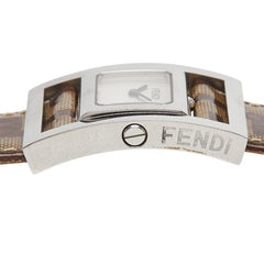 フェンディ ズッカ ズッキーノ FF 腕時計 クオーツ シルバー文字盤 ステンレススチール エナメル レザー レディース FENDI 【中古】
