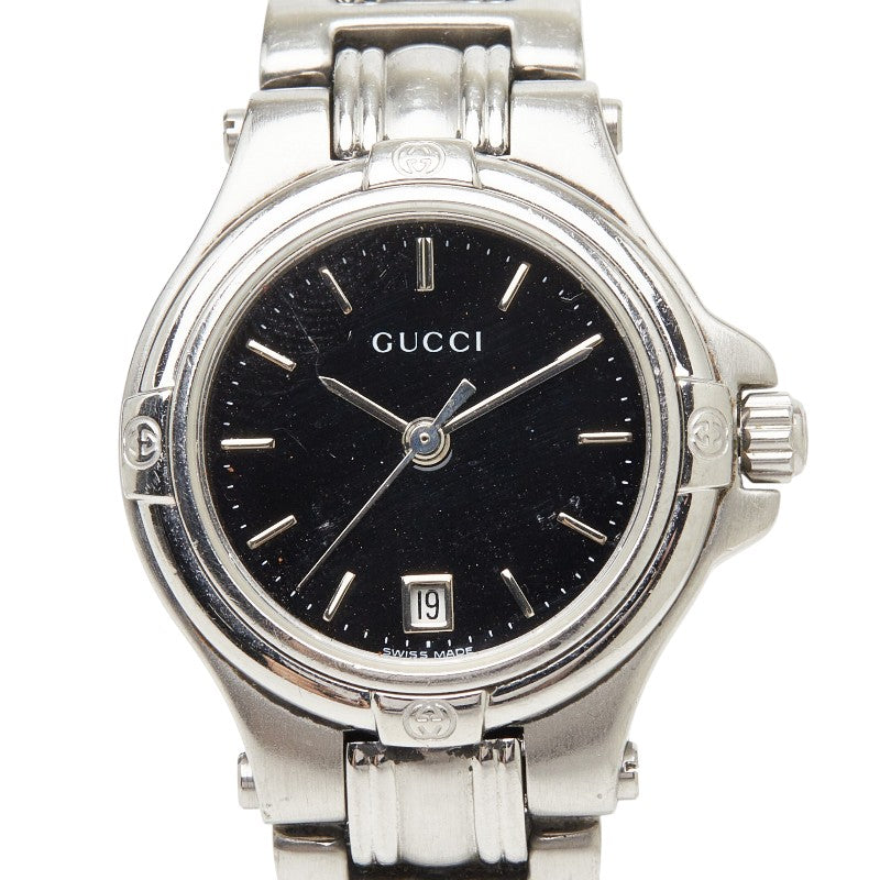 グッチ 腕時計 9040L クオーツ ブラック文字盤 ステンレススチール レディース GUCCI 【中古】