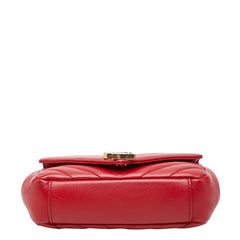 サンローラン YSLロゴ ベイビーチャイ 斜めかけ チェーン ショルダーバッグ レッド ゴールド レザー レディース SAINT LAURENT 【中古】