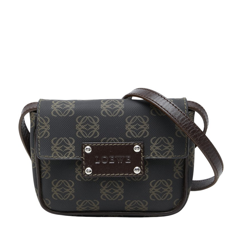 ロエベ アナグラム 斜めかけ ショルダーバック ブラック ブラウン PVC レザー レディース LOEWE 【中古】