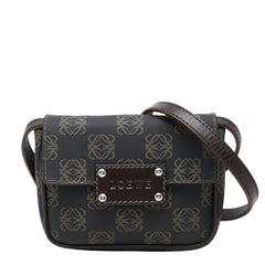 ロエベ アナグラム 斜めかけ ショルダーバック ブラック ブラウン PVC レザー レディース LOEWE 【中古】