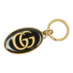 グッチ GGマーモント キーリング キーホルダー チャーム ゴールド ブラック メタル レディース GUCCI 【中古】