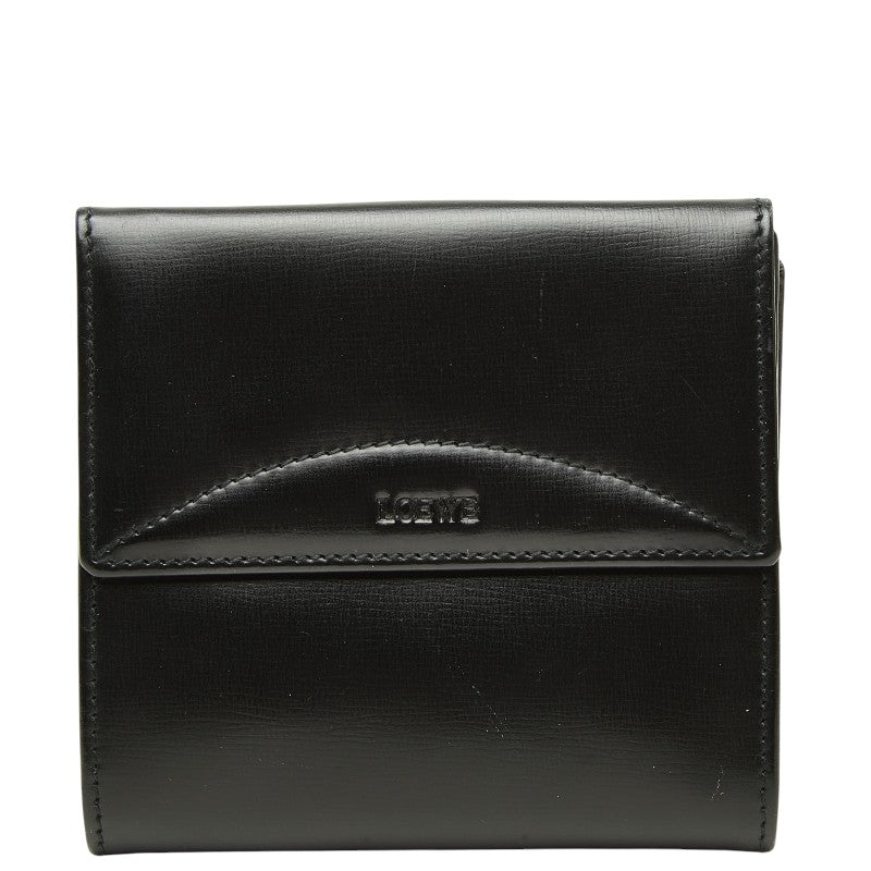 ロエベ アナグラム 二つ折り財布 060305 ブラック レザー レディース LOEWE 【中古】