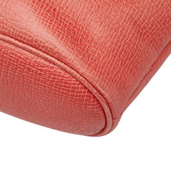 ロエベ 型押し フラップ リュック バックパック 巾着 レッド系 レザー レディース LOEWE 【中古】