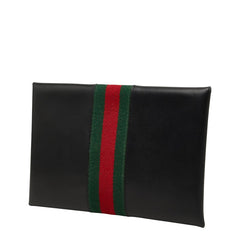 グッチ オールドグッチ ヴィンテージ シェリーライン クラッチバッグ セカンドバッグ ポーチ ブラック レザー レディース GUCCI 【中古】