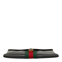 グッチ オールドグッチ ヴィンテージ シェリーライン クラッチバッグ セカンドバッグ ポーチ ブラック レザー レディース GUCCI 【中古】