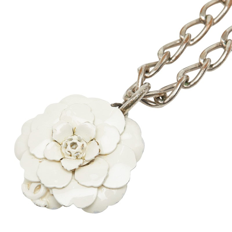 シャネル ココマーク カメリア モチーフ ネックレス 04P シルバー ホワイト メタル レディース CHANEL 【中古】