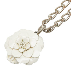 シャネル ココマーク カメリア モチーフ ネックレス 04P シルバー ホワイト メタル レディース CHANEL 【中古】