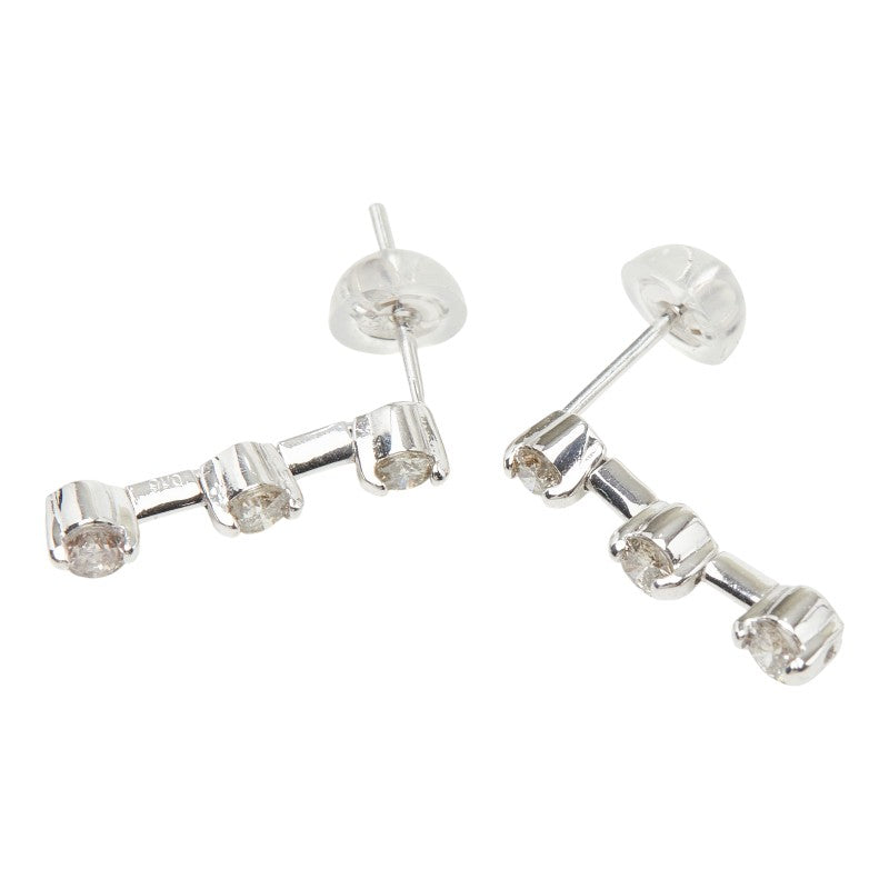 K14WG ホワイトゴールド ダイヤ0.32ct リンクピアス ピアス レディース 【中古】