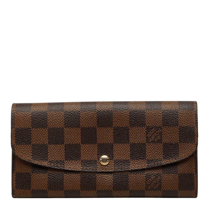 ルイ ヴィトン ダミエ ポルトフォイユ エミリー 長財布 N63019 ブラウン PVC レディース LOUIS VUITTON 【中古】