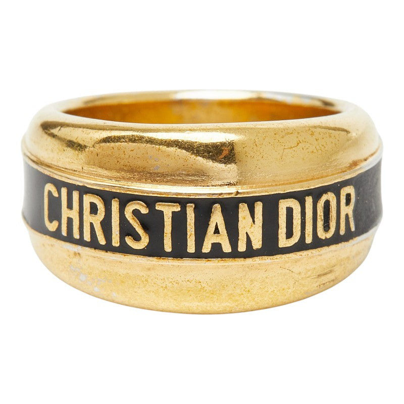 ディオール ロゴ コード リング 指輪 #M ゴールド ブラック メッキ レディース Dior 【中古】
