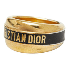 ディオール ロゴ コード リング 指輪 #M ゴールド ブラック メッキ レディース Dior 【中古】