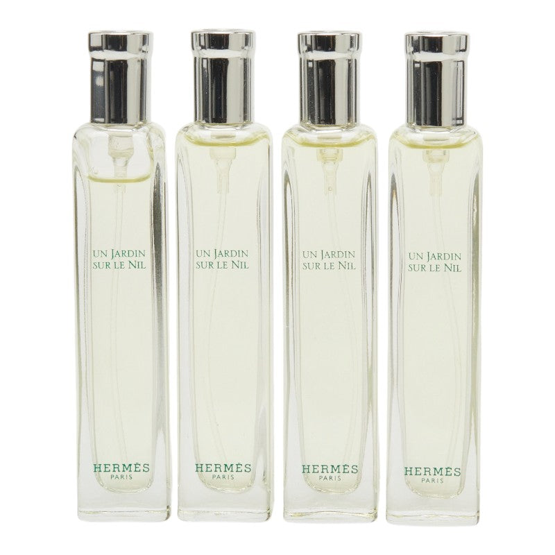 エルメス UN JARDIN SUR LE NIL ナイルの庭 15ml 香水 4本セット クリア シルバー ガラス レディース HERMES 【中古】