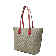 グッチ GGスプリーム トートバッグ 415721 ベージュ レッド ピンク PVC レザー レディース GUCCI 【中古】