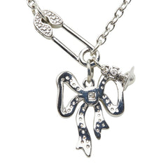 ヴィヴィアンウエストウッド リボン 安全ピン ネックレス シルバー メタル ラインストーン レディース Vivienne Westwood 【中古】