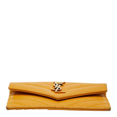 サンローラン モノグラム フラグメント YSLロゴ フラップ カードケース 612808 イエロー系 レザー レディース SAINT LAURENT 【中古】