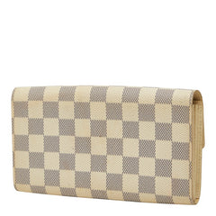 ルイ ヴィトン ダミエ アズール ポルトフォイユ サラ 長財布 N61735 ホワイト PVC レザー レディース LOUIS VUITTON 【中古】