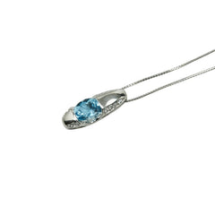 Pt900 プラチナ Pt850 プラチナ アクアマリン0.71ct ダイヤ0.08ct ペンダント ネックレス レディース 【中古】
