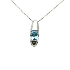 Pt900 プラチナ Pt850 プラチナ アクアマリン0.71ct ダイヤ0.08ct ペンダント ネックレス レディース 【中古】