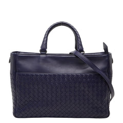 ボッテガヴェネタ イントレチャート ハンドバッグ ショルダーバッグ 2WAY ネイビー レザー レディース BOTTEGAVENETA 【中古】