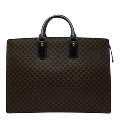 セリーヌ マカダム ハンドバッグ ビジネスバッグ ブラック ブラウン PVC レザー レディース CELINE 【中古】