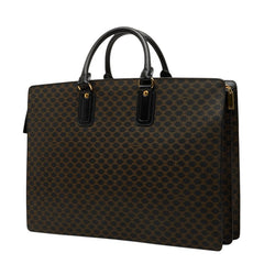 セリーヌ マカダム ハンドバッグ ビジネスバッグ ブラック ブラウン PVC レザー レディース CELINE 【中古】