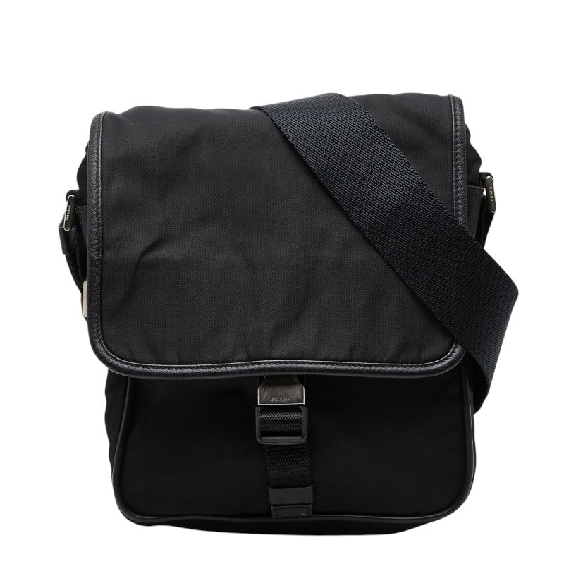 プラダ ロゴ 斜めかけ ショルダーバッグ ブラック ナイロン レディース PRADA 【中古】