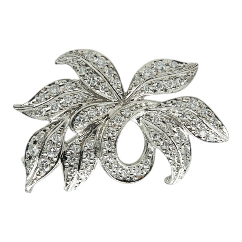 Pt900 プラチナ ダイヤ0.76ct リーフモチーフ ブローチ レディース 【中古】