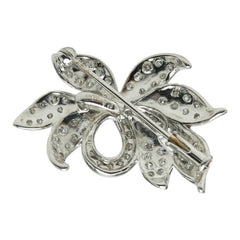 Pt900 プラチナ ダイヤ0.76ct リーフモチーフ ブローチ レディース 【中古】