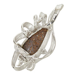 Pt900 プラチナ ボルダーオパール4.83ct ダイヤ0.25ct ペンダントトップ ネックレス レディース 【中古】