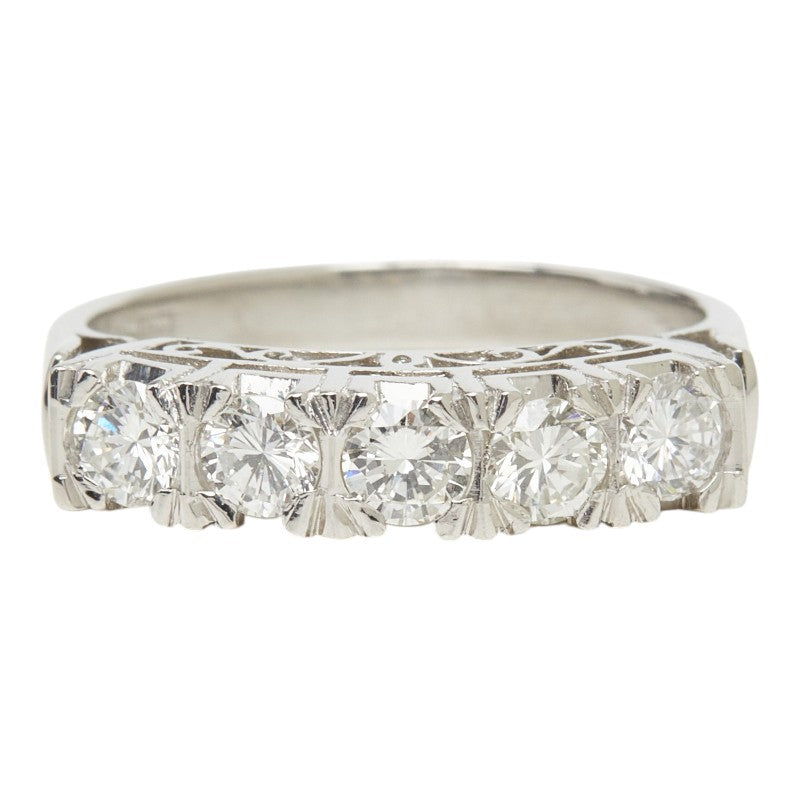 Pt900 プラチナ ダイヤ0.88ct 一文字リング リング 指輪 レディース 14号 【中古】