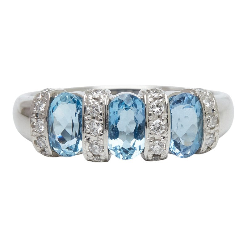 Pt900 プラチナ アクアマリン ダイヤモンド アクアマリン1.30ct ダイヤ0.20ct リング 指輪 レディース 14.5号 【中古】