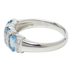 Pt900 プラチナ アクアマリン ダイヤモンド アクアマリン1.30ct ダイヤ0.20ct リング 指輪 レディース 14.5号 【中古】