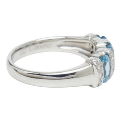 Pt900 プラチナ アクアマリン ダイヤモンド アクアマリン1.30ct ダイヤ0.20ct リング 指輪 レディース 14.5号 【中古】
